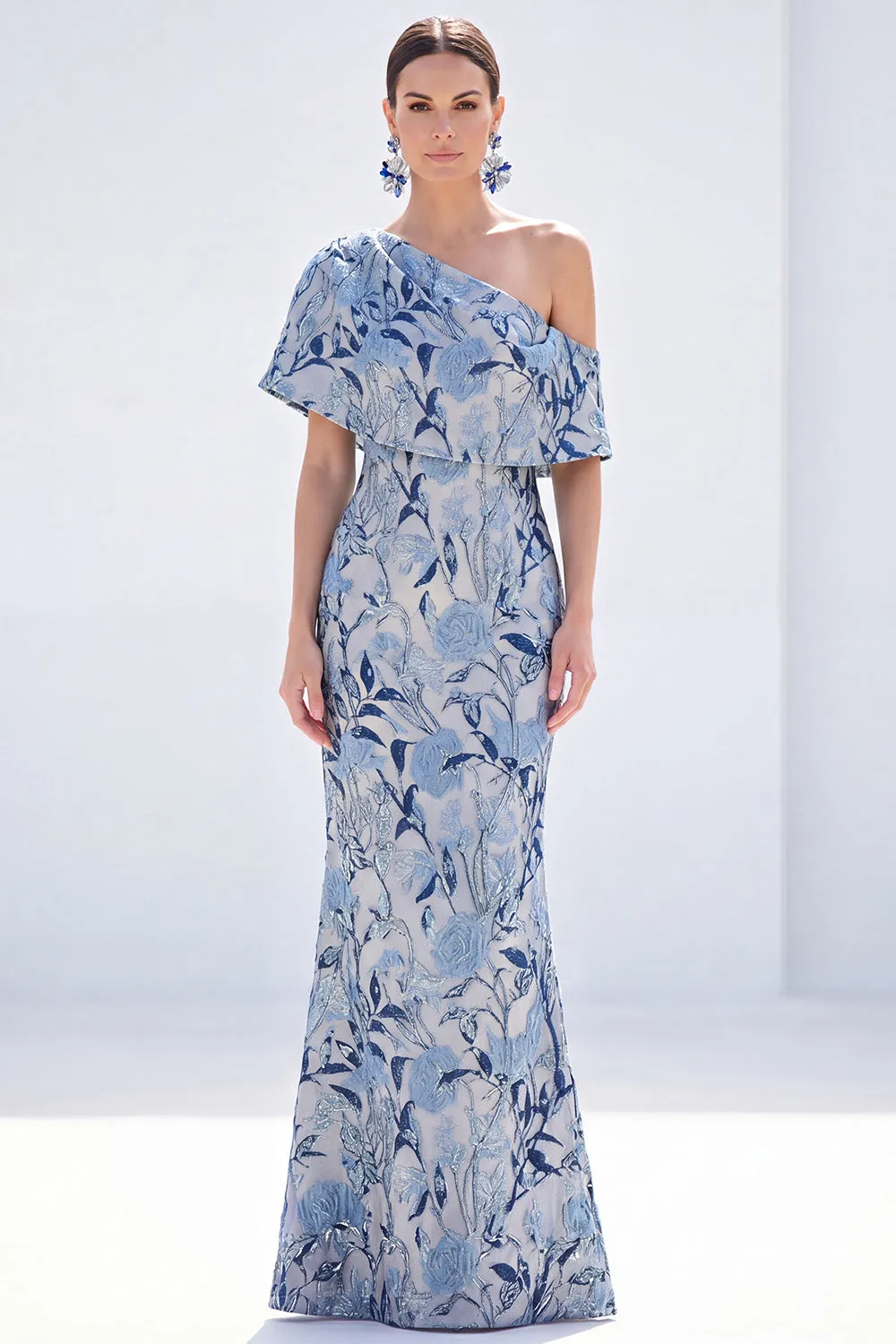Yellow Mermaid One Shoulder Floral Long Mother Of the Bride Dress sold by Zapaka product image thumbnail 5
