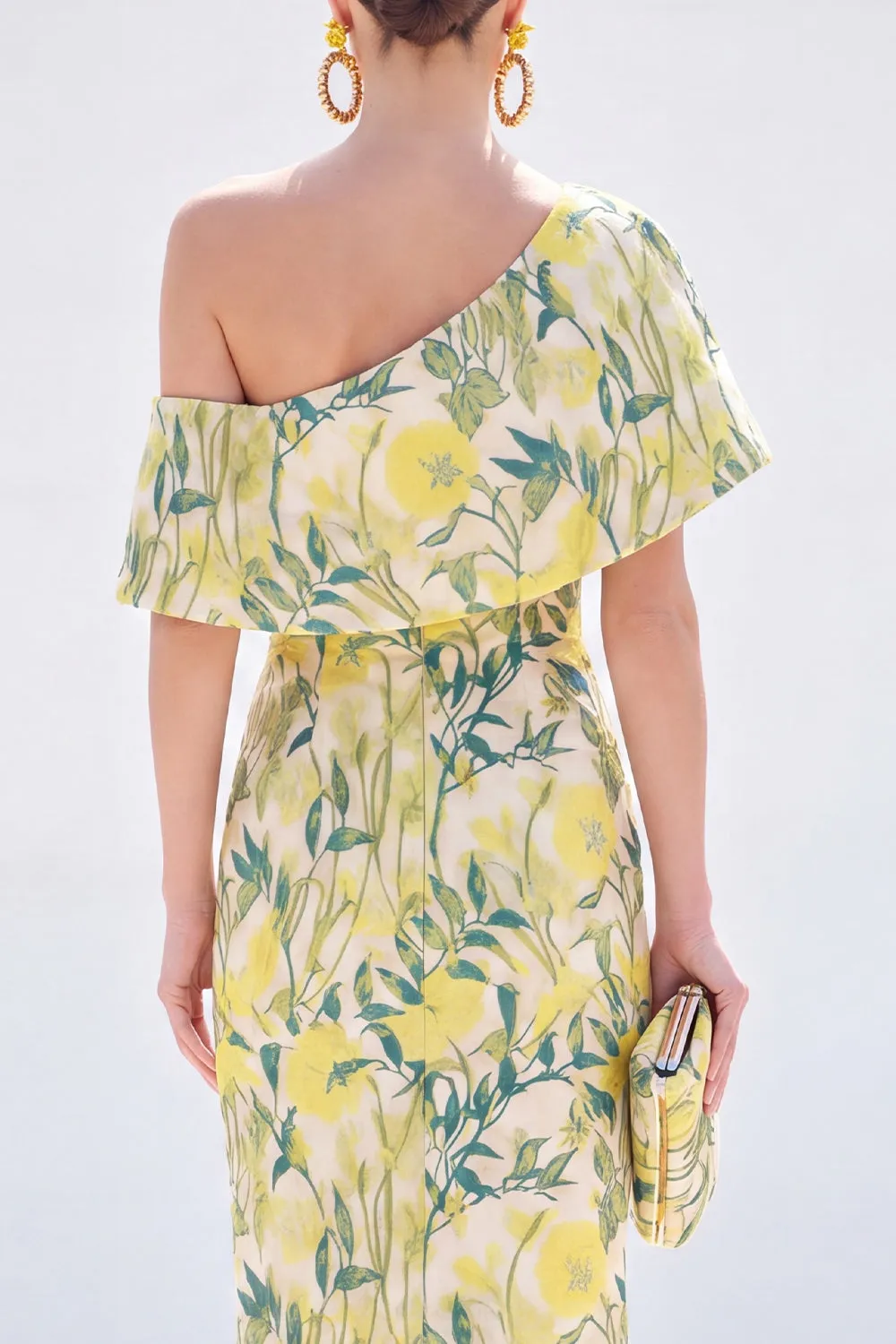 Yellow Mermaid One Shoulder Floral Long Mother Of the Bride Dress sold by Zapaka product image thumbnail 4