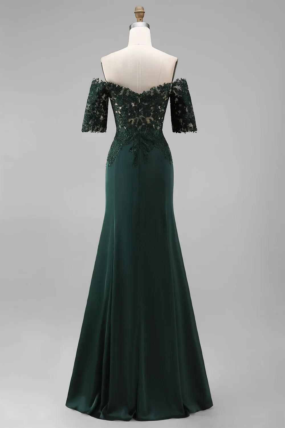 Off the Shoulder Dark Green Mermaid Floral Long Mother Of the Bride Dress with Beading sold by Zapaka product image thumbnail 2