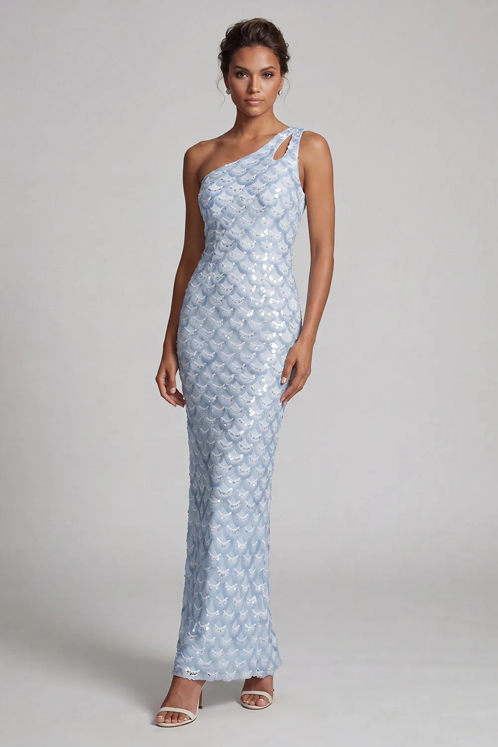 Blush Mermaid One Shoulder Sequins Long Mother Of the Bride Dress sold by Zapaka product image thumbnail 5