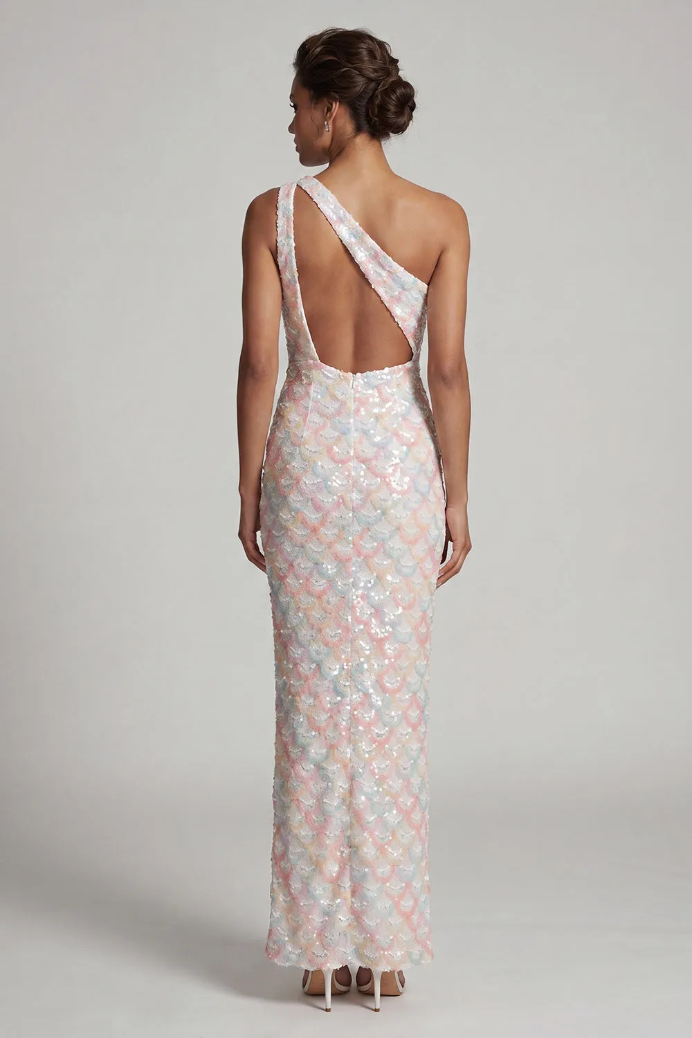 Blush Mermaid One Shoulder Sequins Long Mother Of the Bride Dress sold by Zapaka product image thumbnail 2