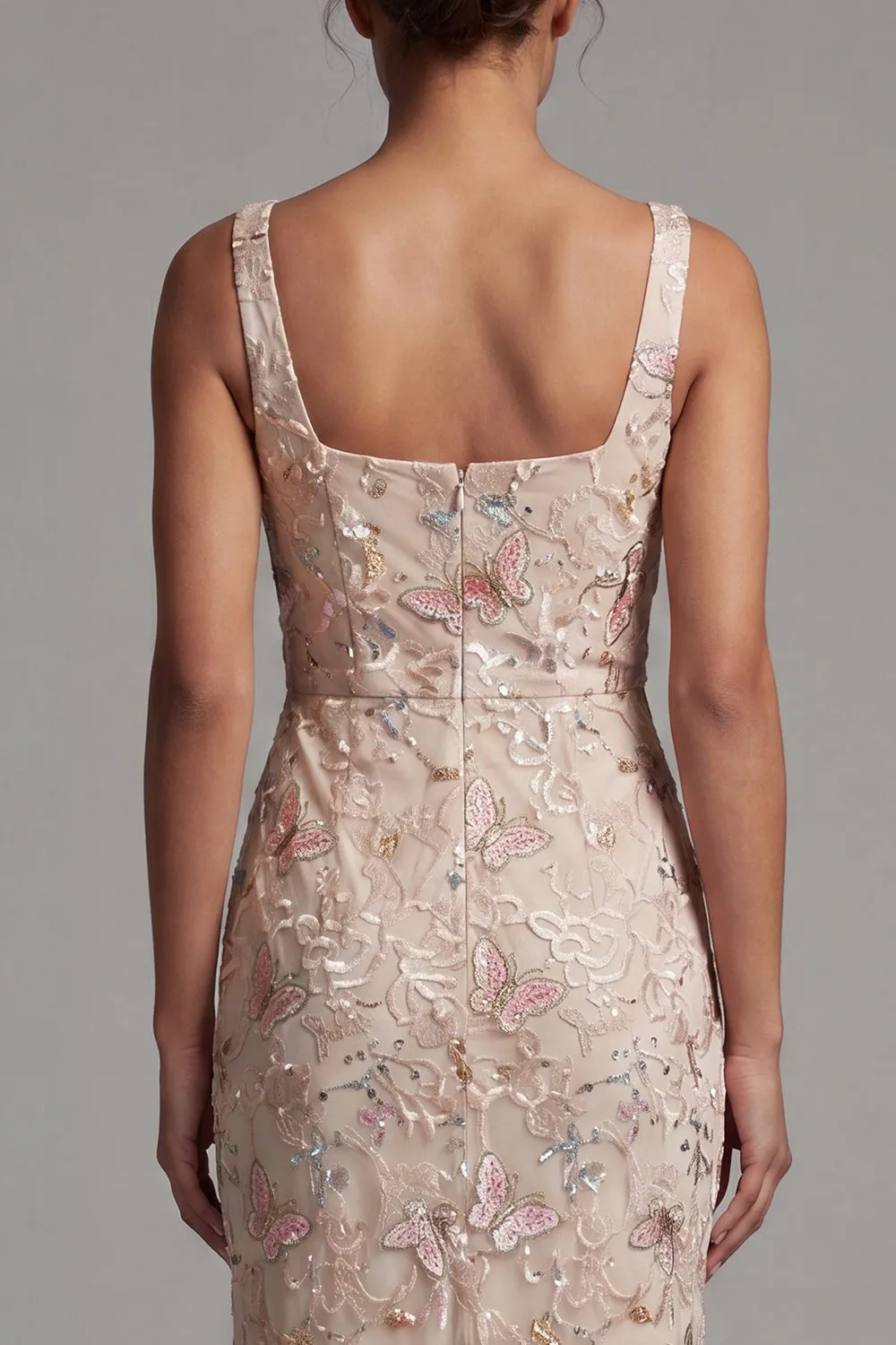 Mermaid Blush Square Neck Beaded Midi Mother Of the Bride Dress sold by Zapaka product image thumbnail 4