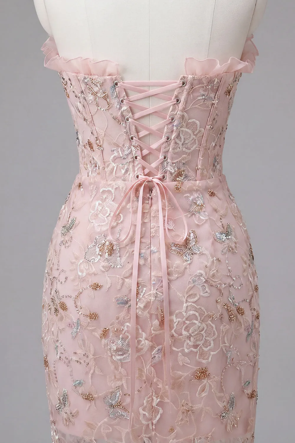 Sweetheart Ruffled Corset Bodycon Ruched Lace Up Back Homecoming Dress sold by Zapaka product image thumbnail 4