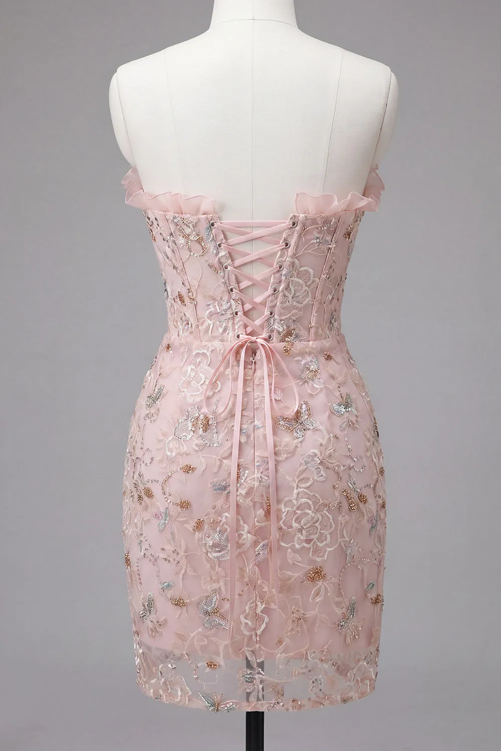 Sweetheart Ruffled Corset Bodycon Ruched Lace Up Back Homecoming Dress sold by Zapaka product image thumbnail 2