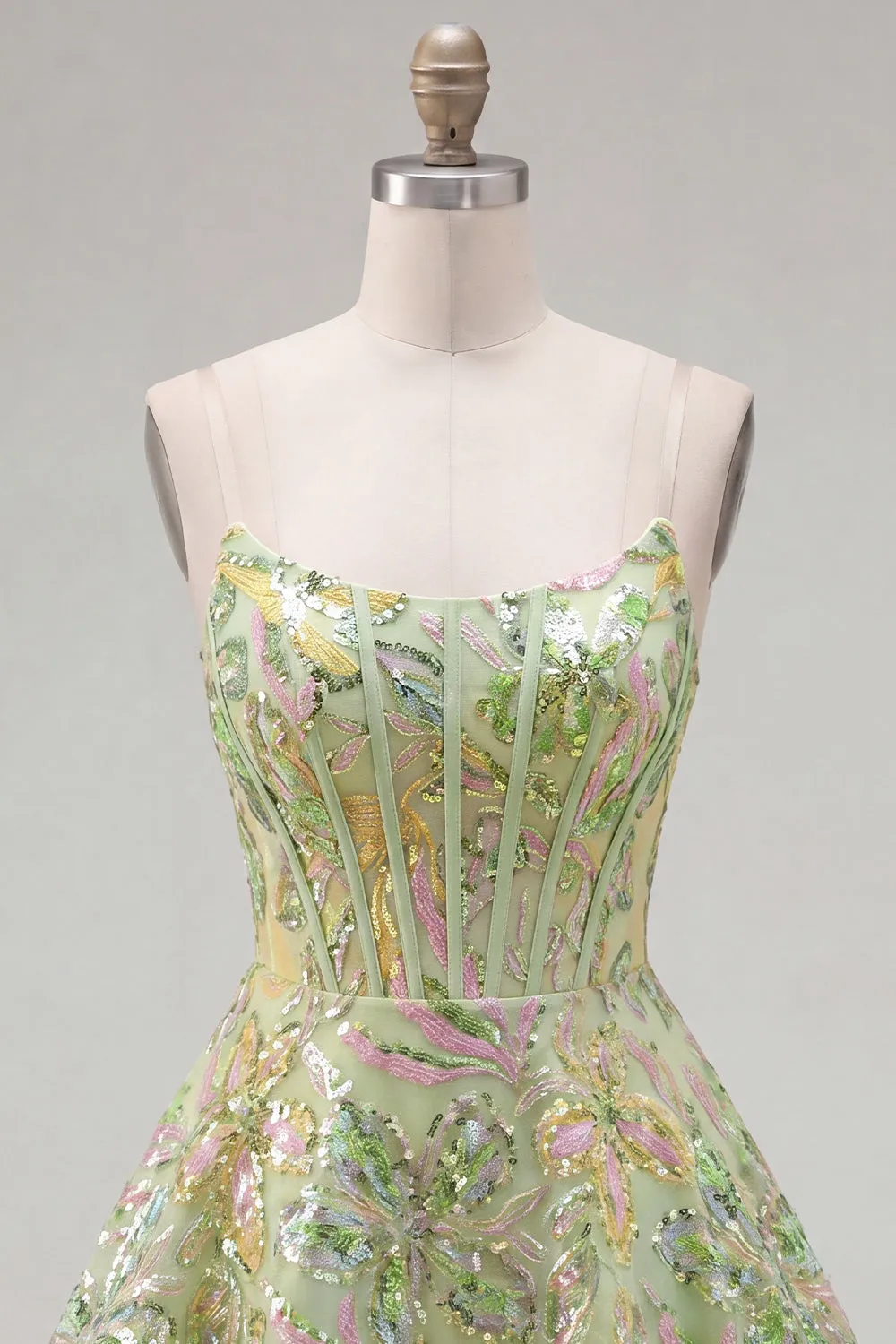 A-Line Green Corset Sequins Short Homecoming Dress sold by Zapaka product image thumbnail 5