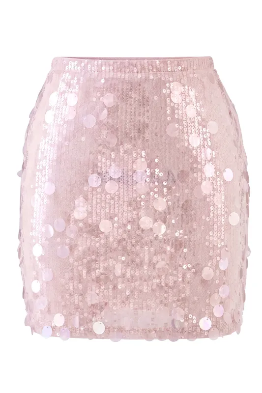 Women's Glamorous Large Sequin Mini High Waisted Sparkly Night Out Skirt made by Zapaka