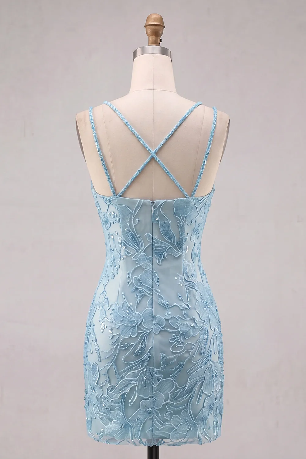 Fuchsia Bodycon Spaghetti Straps Floral Short Homecoming Dress with Beading sold by Zapaka product image thumbnail 2