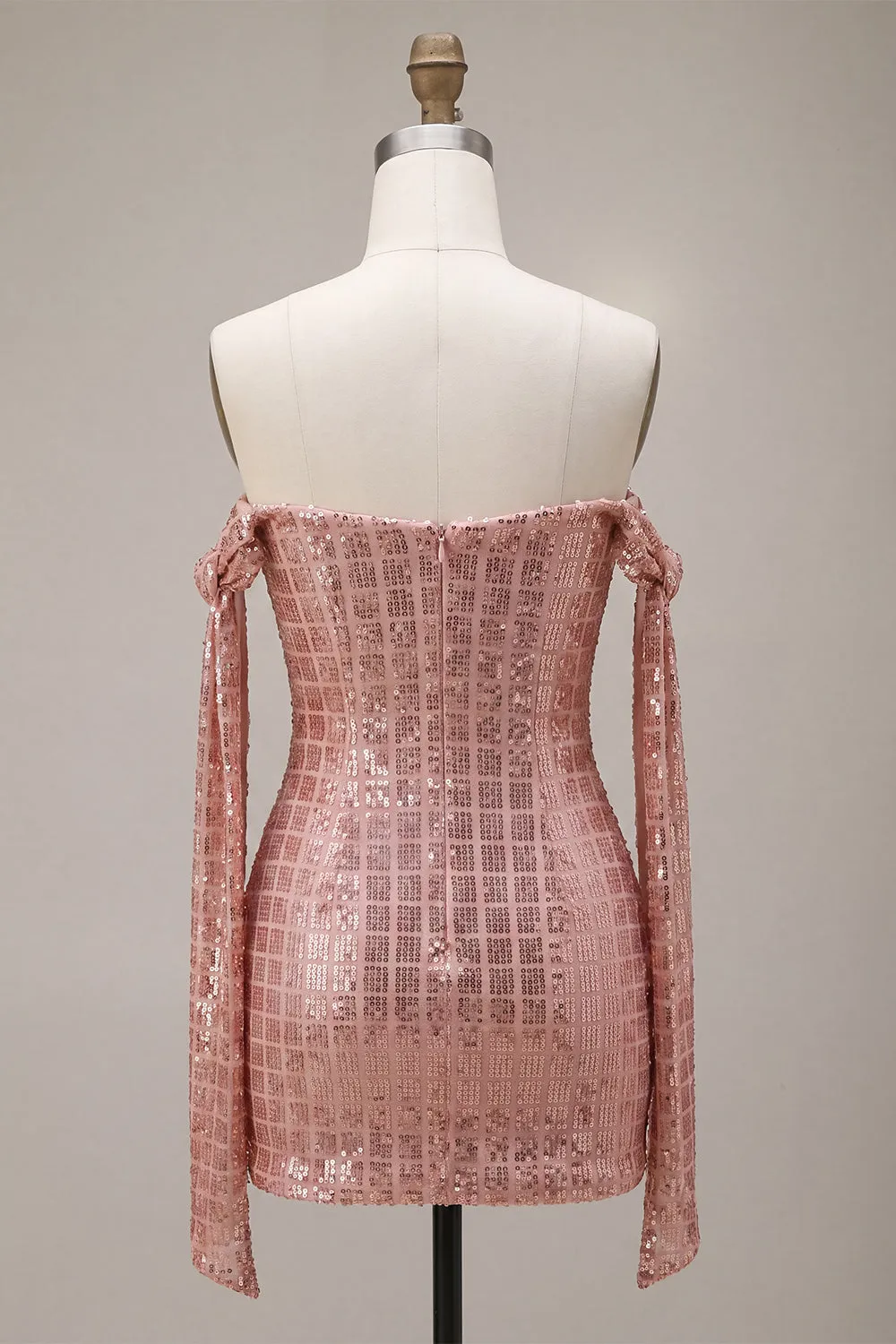 Sparkly Champagne Off the Shoulder Bodycon Sequins Homecoming Dress sold by Zapaka product image thumbnail 2