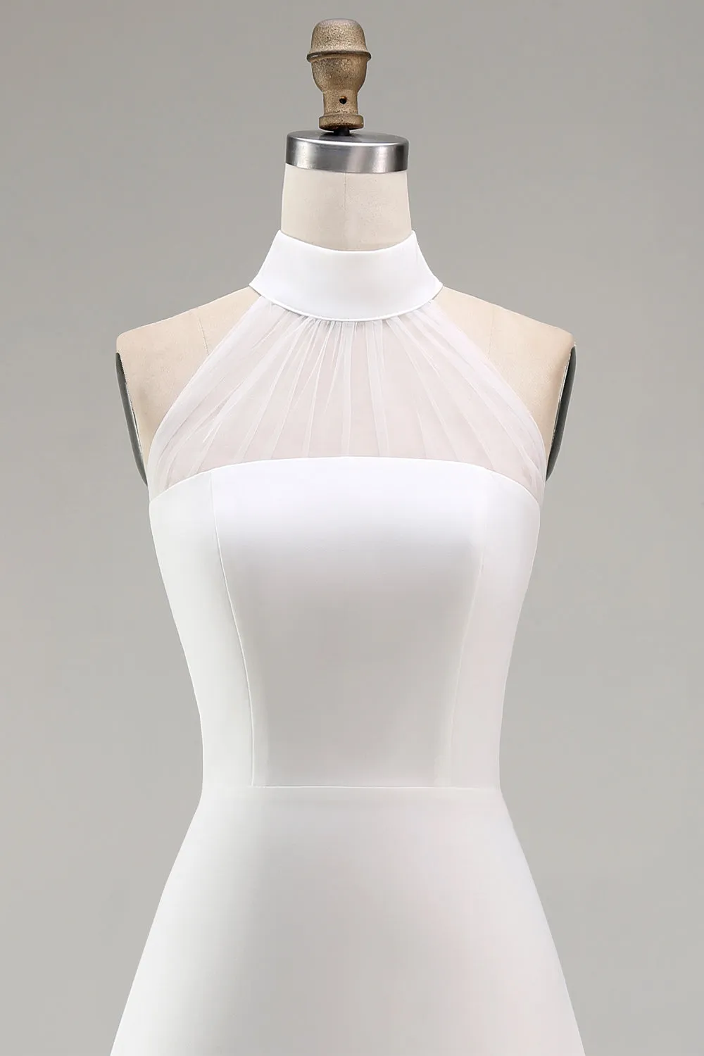A-Line Halter Neck Little White Dress with Sleeveless sold by Zapaka product image thumbnail 4