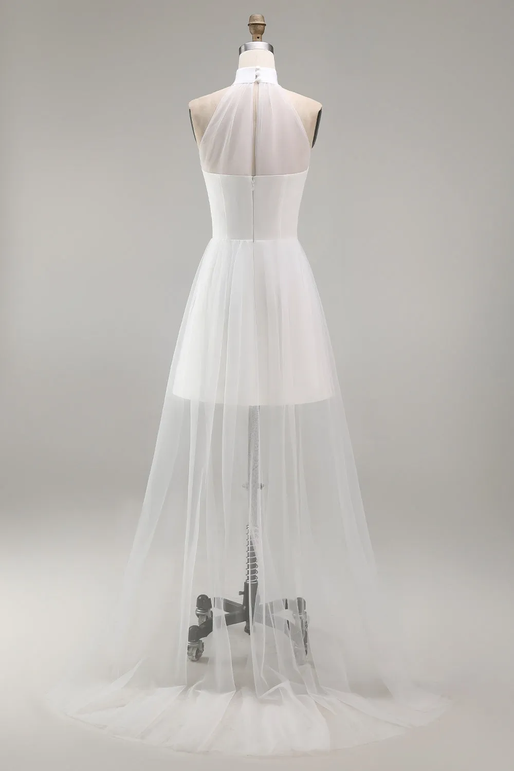 A-Line Halter Neck Little White Dress with Sleeveless sold by Zapaka product image thumbnail 2