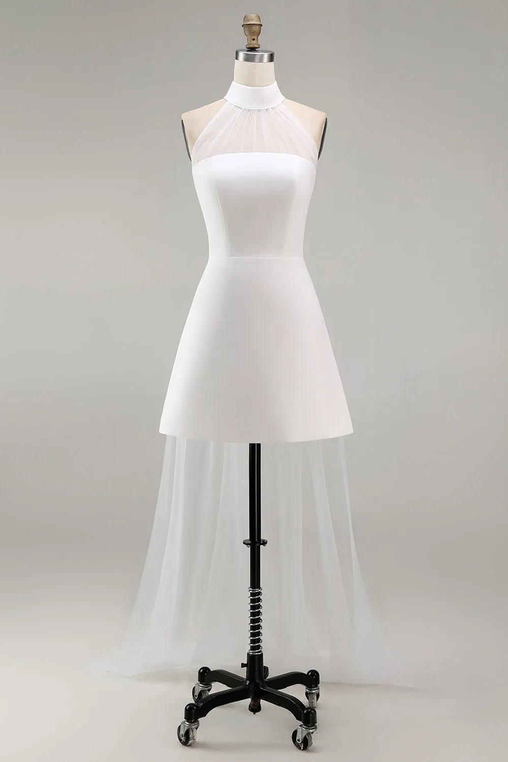 A-Line Halter Neck Little White Dress with Sleeveless sold by Zapaka