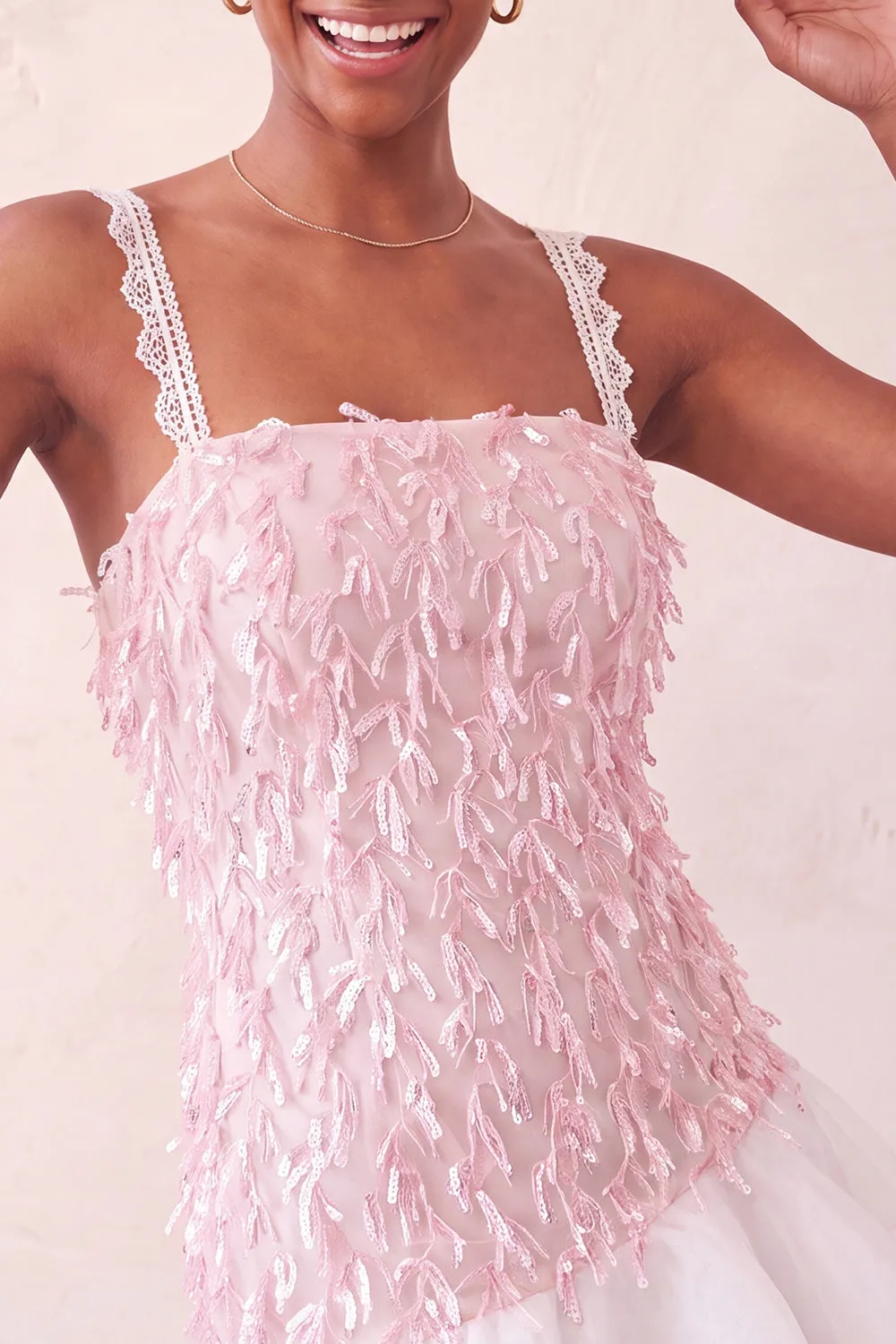 Pink Bodycon Ruffled Short Sequin Homecoming Dress with Lace Up Back sold by Zapaka product image thumbnail 3