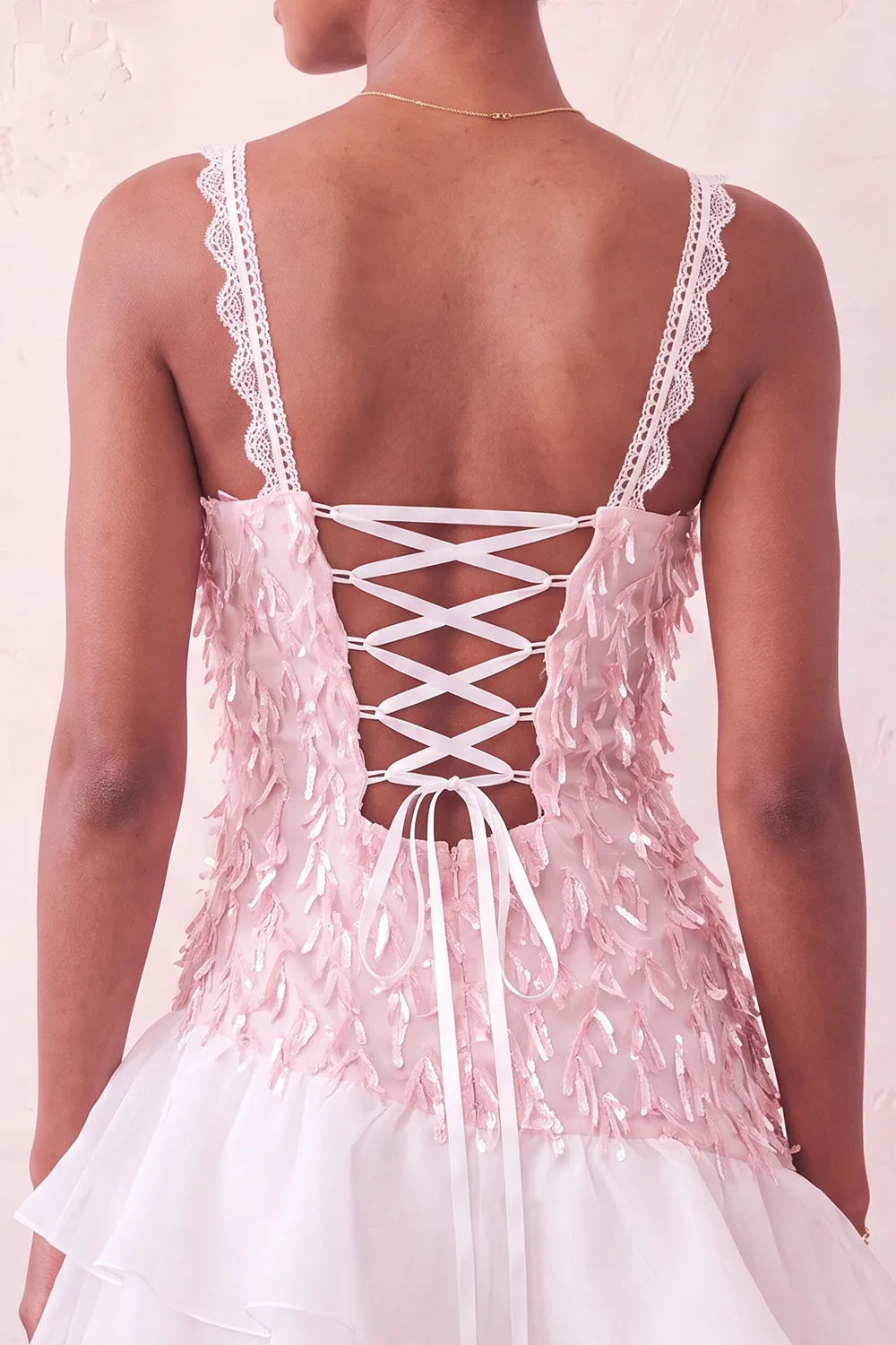 Pink Bodycon Ruffled Short Sequin Homecoming Dress with Lace Up Back sold by Zapaka product image thumbnail 4