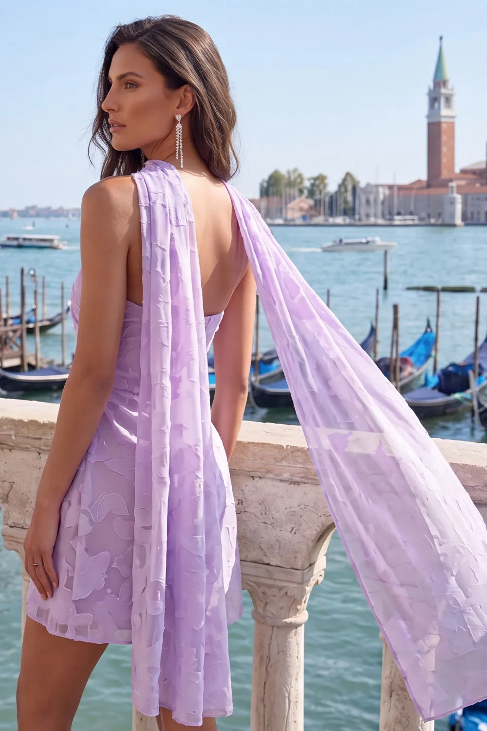 Strapless Lilac Ruched Floral Tight Homecoming Dress sold by Zapaka product image thumbnail 4