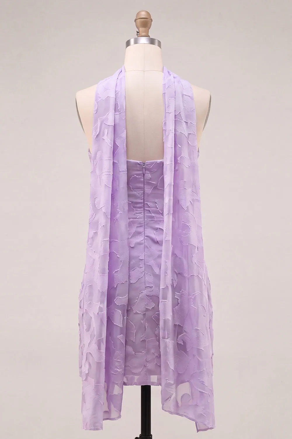 Strapless Lilac Ruched Floral Tight Homecoming Dress sold by Zapaka product image thumbnail 2