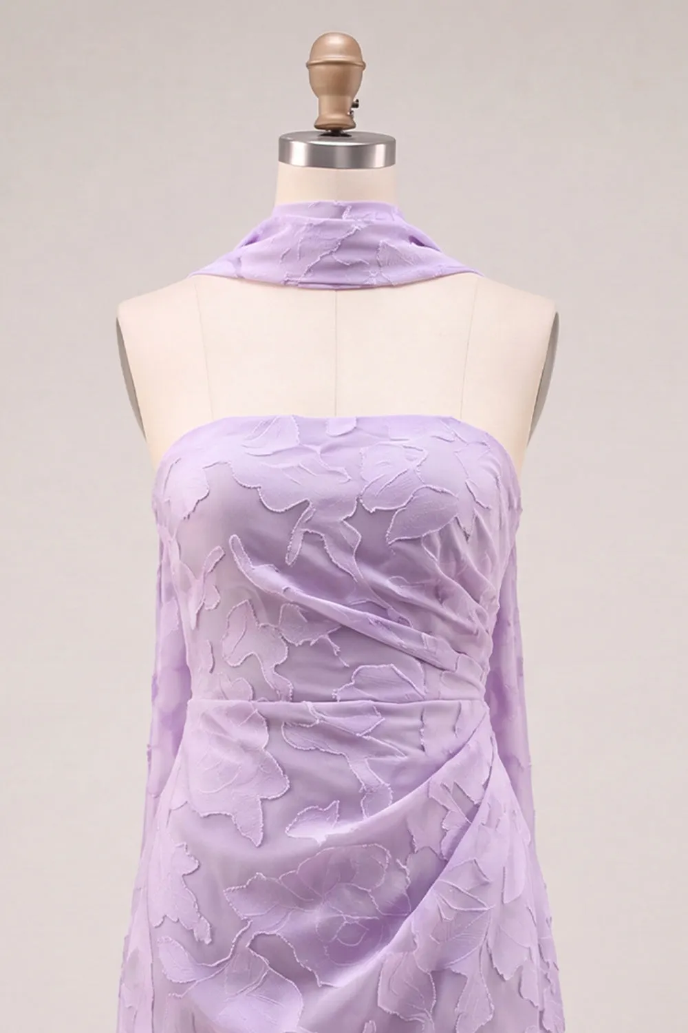 Strapless Lilac Ruched Floral Tight Homecoming Dress sold by Zapaka product image thumbnail 5