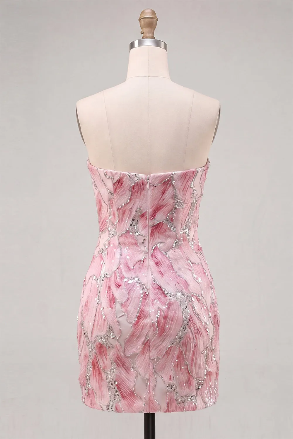 Strapless Pink Bodycon Sequins Short Homecoming Dress sold by Zapaka product image thumbnail 2