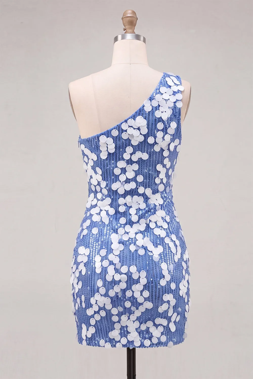 Bodycon One Shoulder Blue Sequins Short Homecoming Dress sold by Zapaka product image thumbnail 2