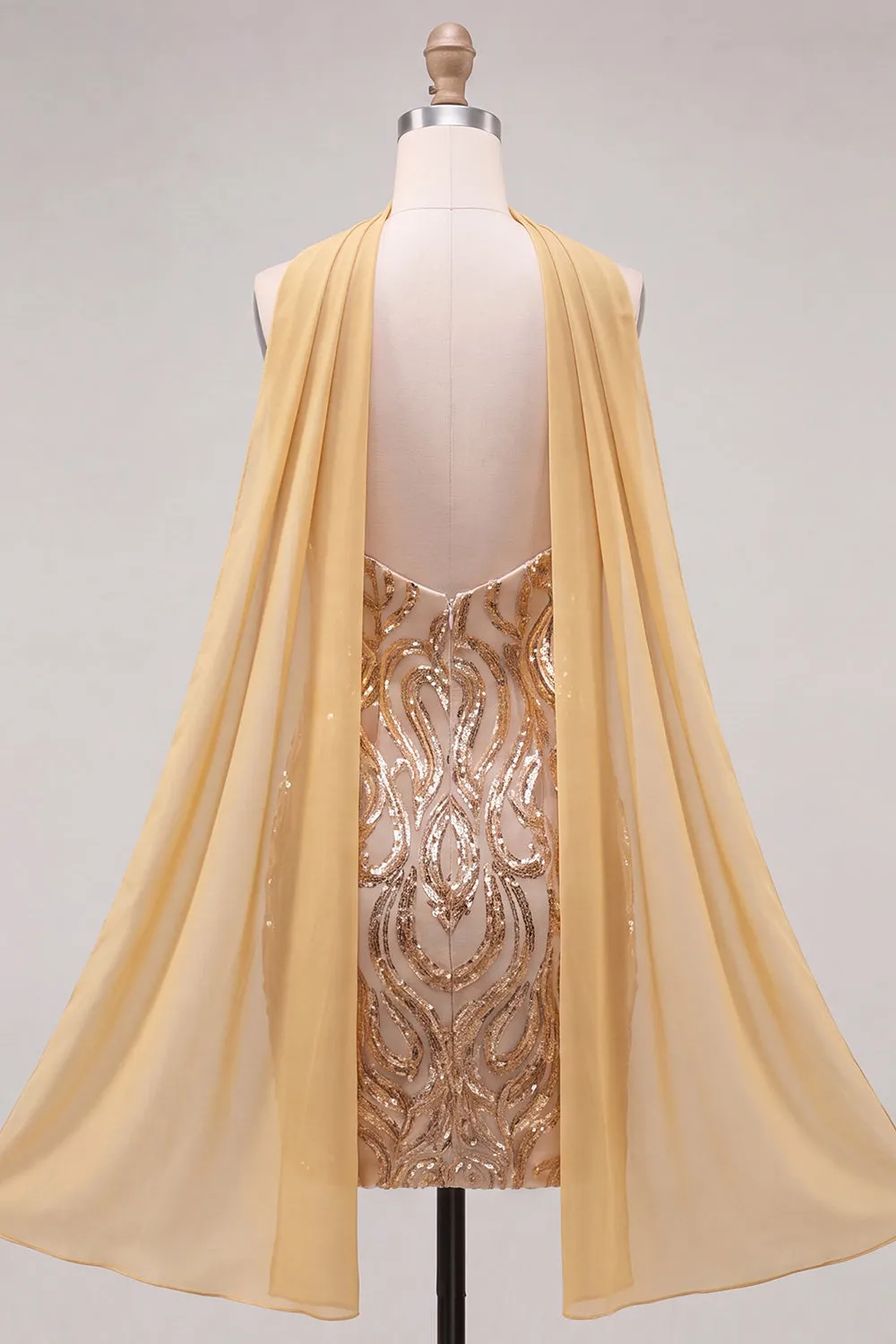 Gold Strapless Sequins Bodycon Short Homecoming Dress with Slit sold by Zapaka product image thumbnail 2