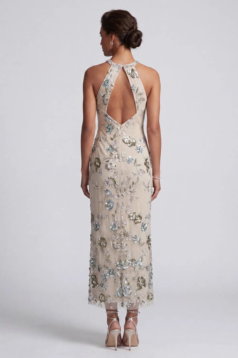 Mermaid Sequin Grey Blue Halter Mother of the Bride Dress sold by Zapaka product image thumbnail 2