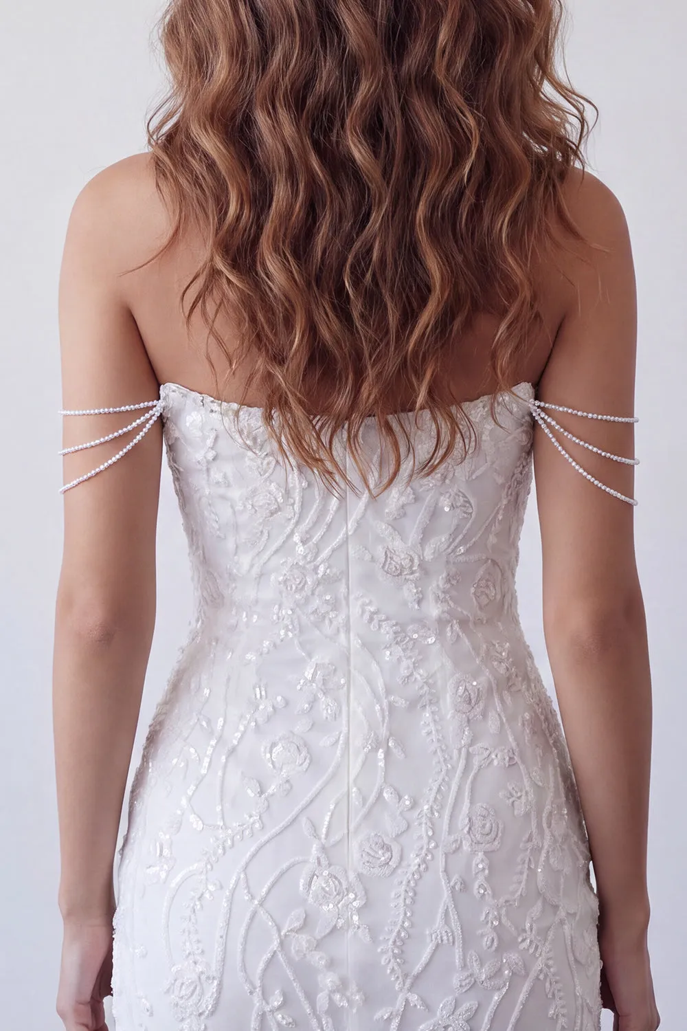 Off The Shoulder Beaded White Bodycon Short Homecoming Dress with Fringes sold by Zapaka product image thumbnail 4