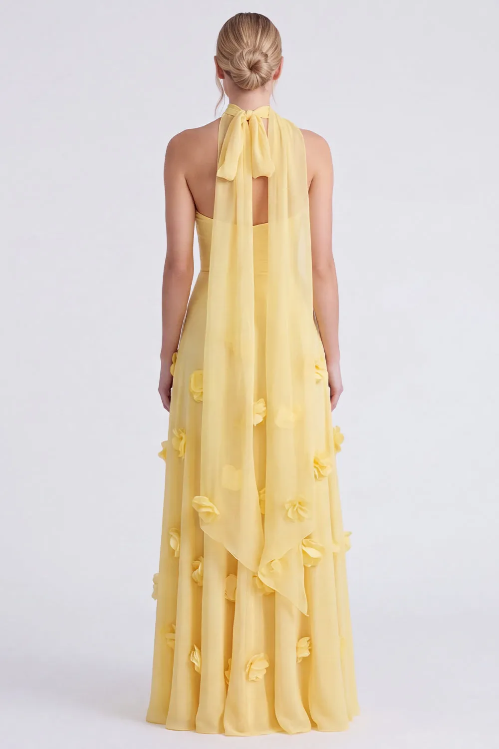 Daffodil Strapless A-Line Chiffon Long Bridesmaid Dress with 3D Flowers sold by Zapaka product image thumbnail 2