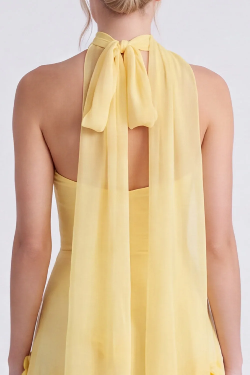 Daffodil Strapless A-Line Chiffon Long Bridesmaid Dress with 3D Flowers sold by Zapaka product image thumbnail 4
