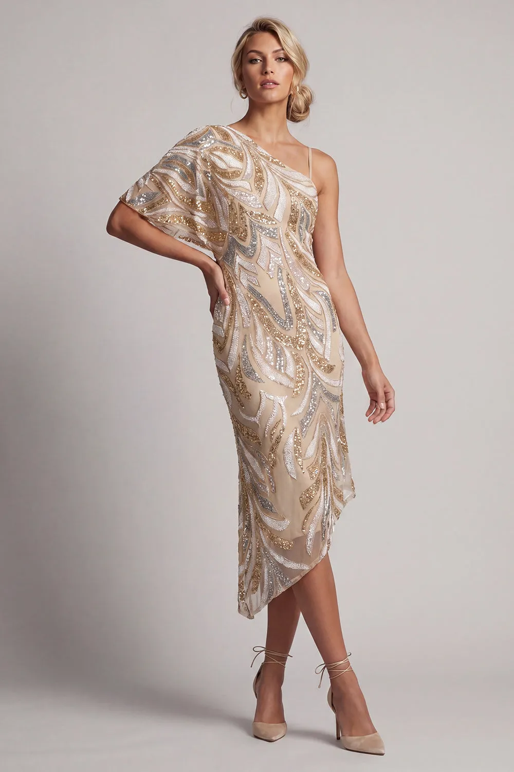 Saprkly Champagne Sequin Sheath Mother of the Bride Dress sold by Zapaka product image thumbnail 3