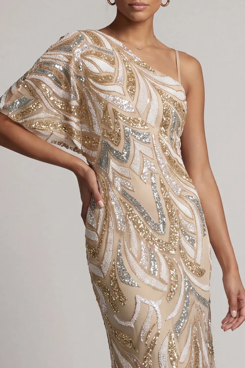Saprkly Champagne Sequin Sheath Mother of the Bride Dress sold by Zapaka product image thumbnail 4