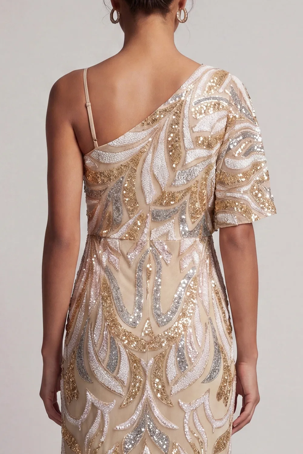 Saprkly Champagne Sequin Sheath Mother of the Bride Dress sold by Zapaka product image thumbnail 5