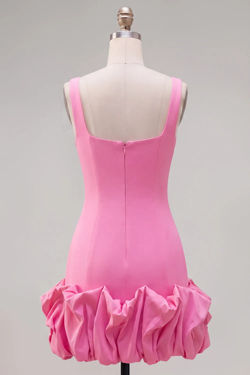 Fuchsia Square Neck Bodycon Short Homecoming Dress with Ruffles sold by Zapaka product image thumbnail 2