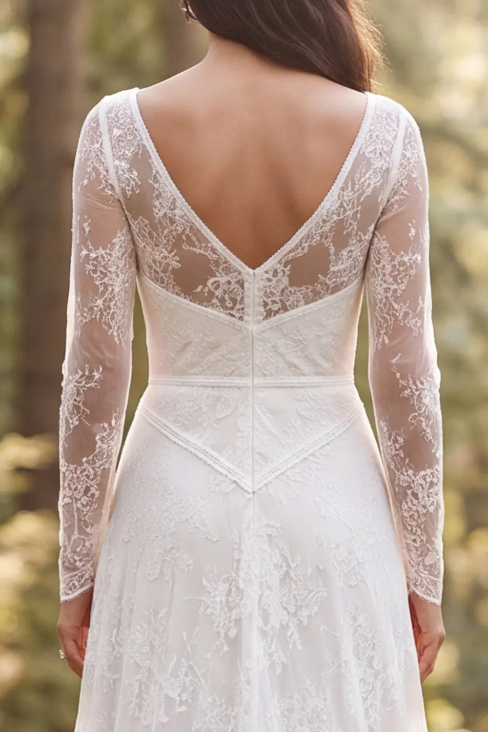 A-Line Ivory Long Sleeves Ruffled Long Wedding Dress with Slit sold by Zapaka product image thumbnail 4
