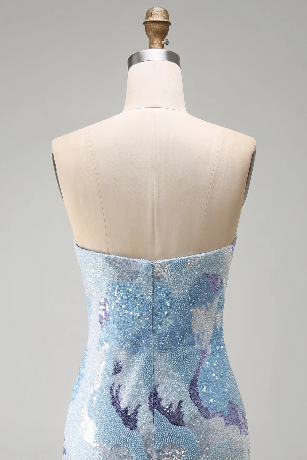 Strapless Blue Bodycon Short Homecoming Dress with Beading sold by Zapaka product image thumbnail 5