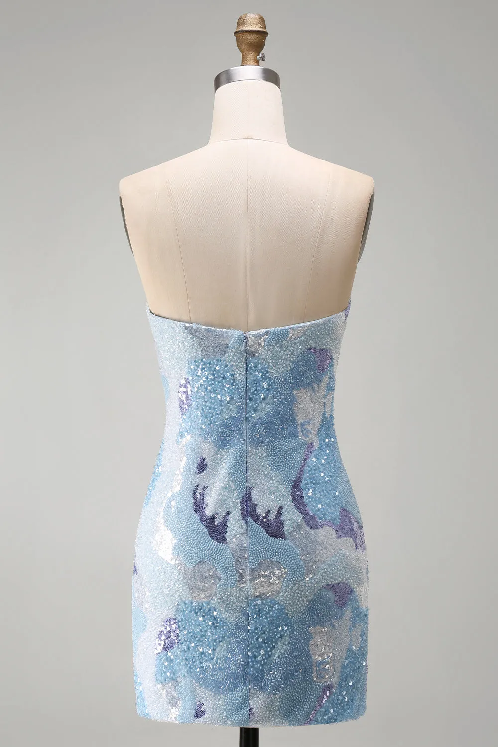 Strapless Blue Bodycon Short Homecoming Dress with Beading sold by Zapaka product image thumbnail 2