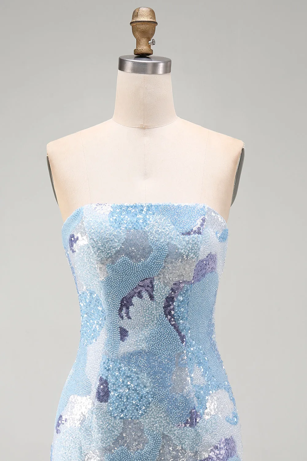 Strapless Blue Bodycon Short Homecoming Dress with Beading sold by Zapaka product image thumbnail 4