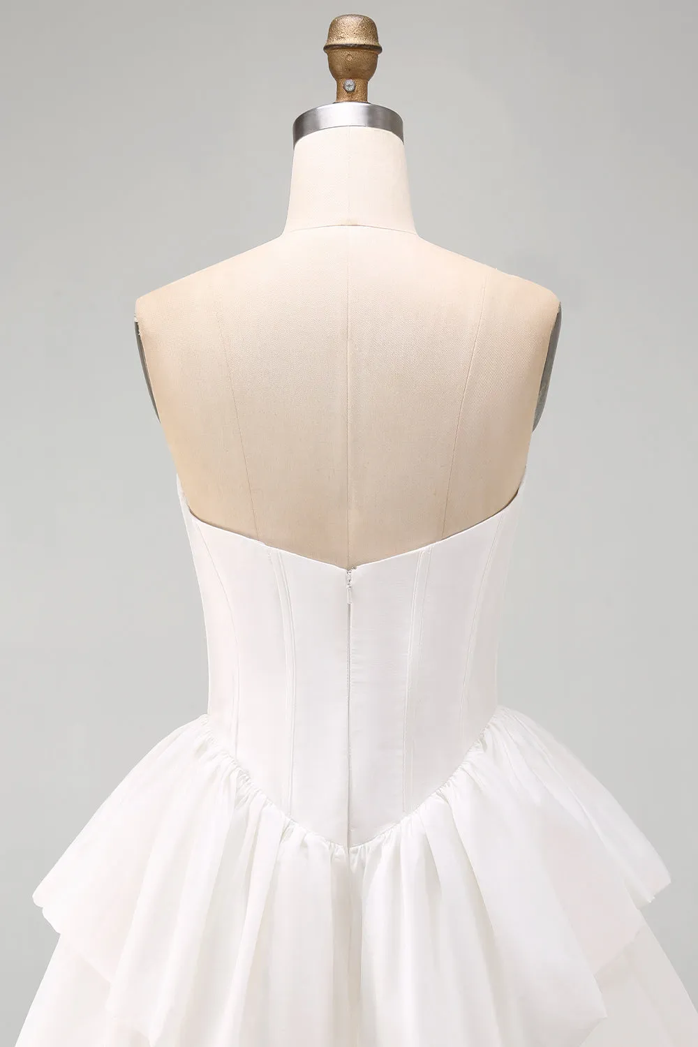 Sweetheart White A-Line Tiered Corset Short Homecoming Dress sold by Zapaka product image thumbnail 5