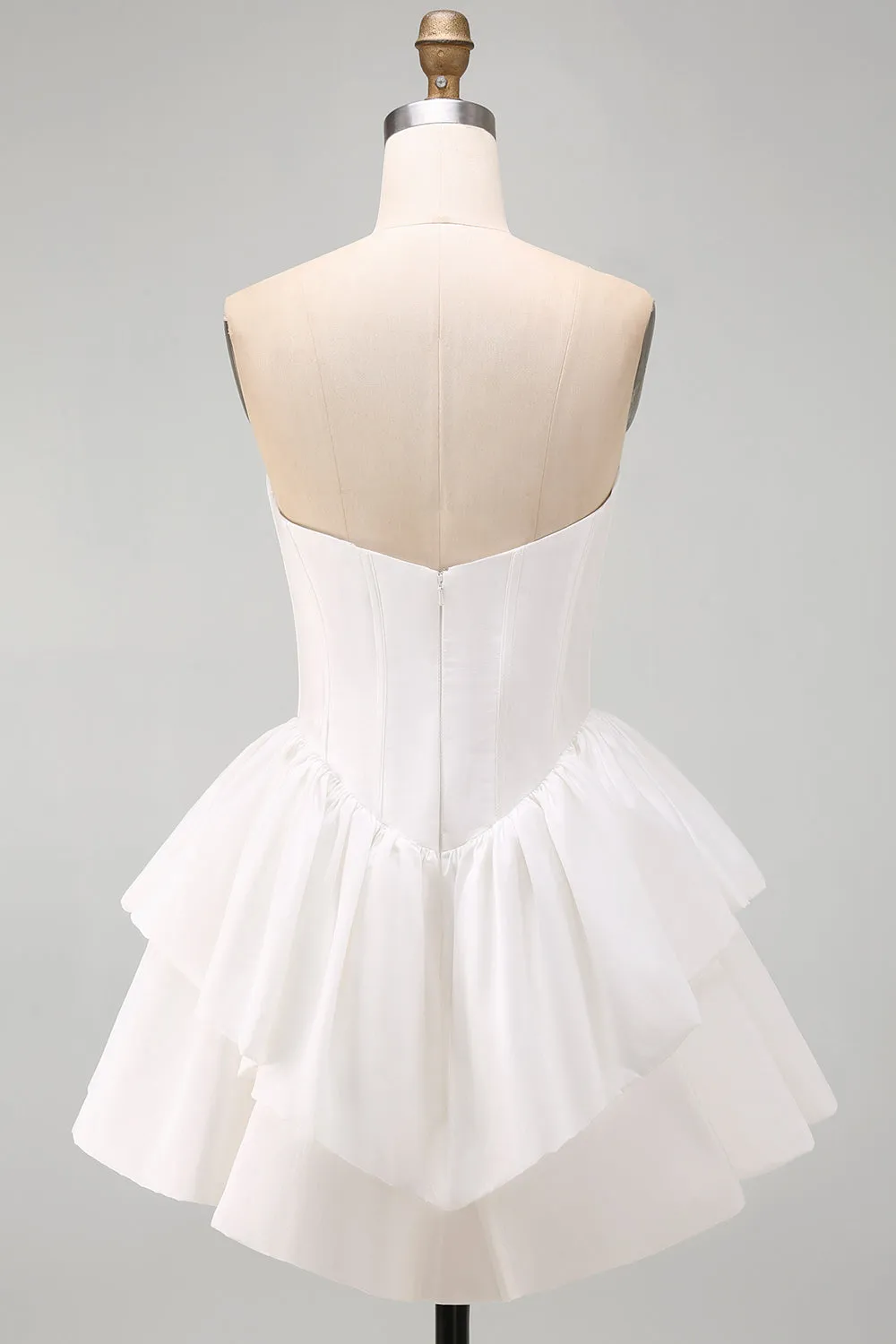 Sweetheart White A-Line Tiered Corset Short Homecoming Dress sold by Zapaka product image thumbnail 2