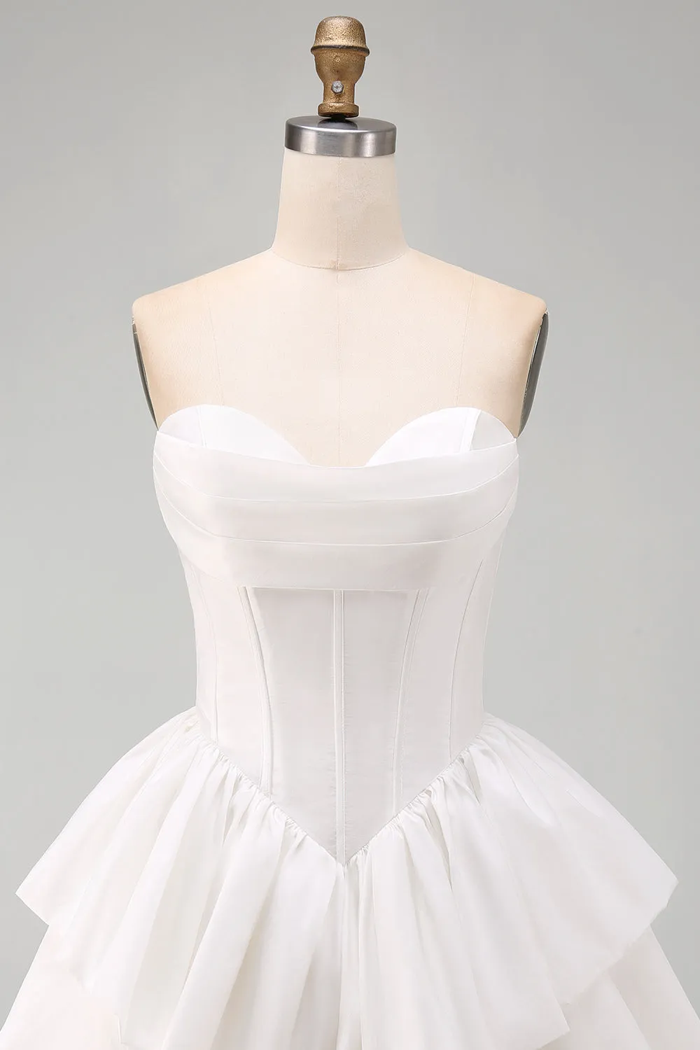 Sweetheart White A-Line Tiered Corset Short Homecoming Dress sold by Zapaka product image thumbnail 4