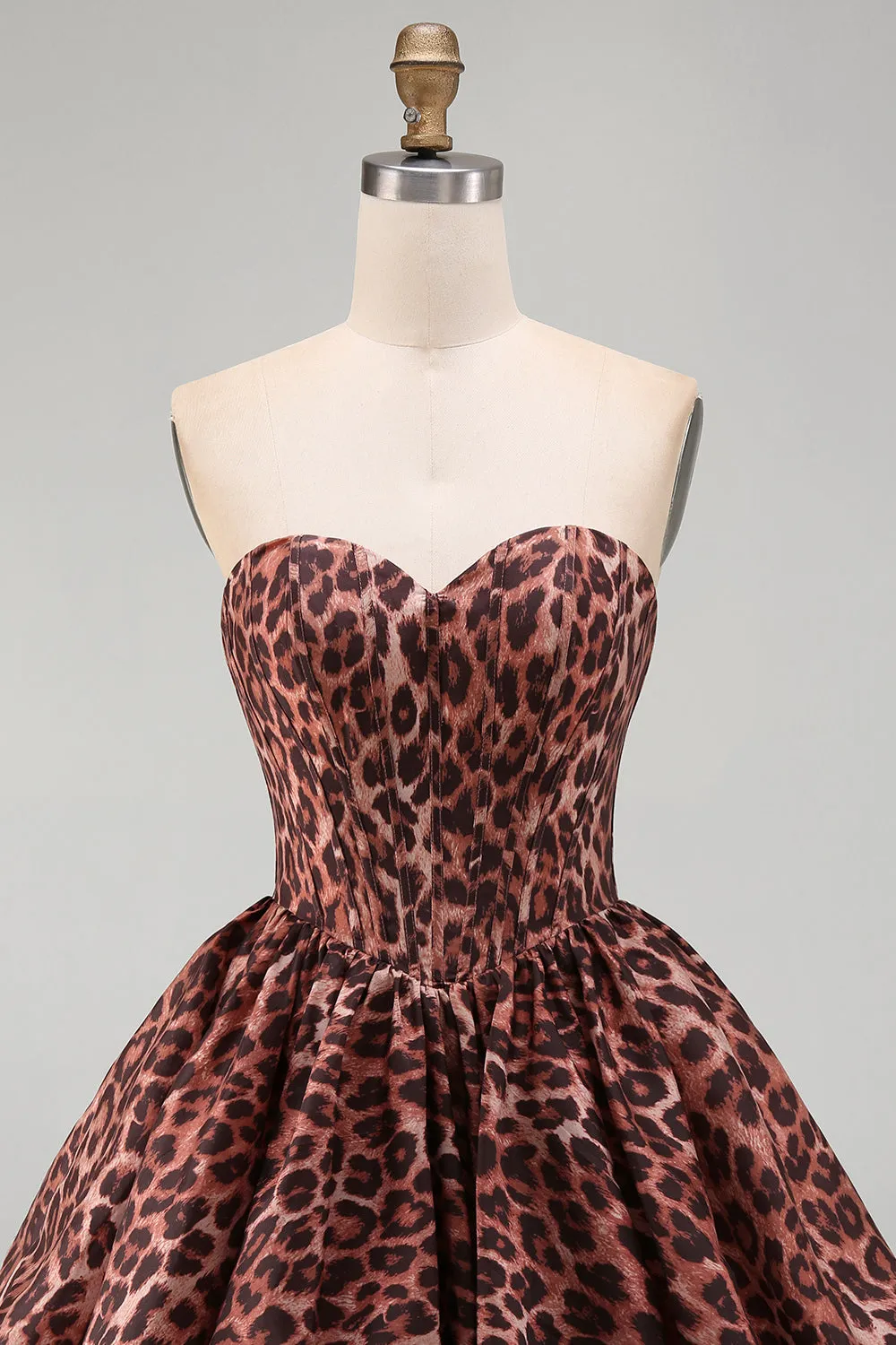 Sweetheart Leopard A-Line Corset Bubble Hem Homecoming Dress with Lace Up Back sold by Zapaka product image thumbnail 4