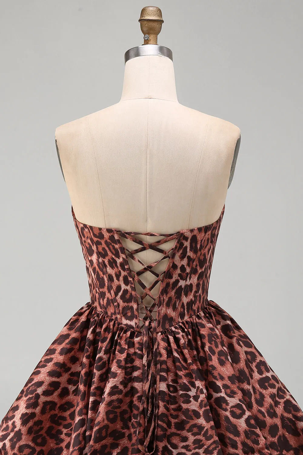 Sweetheart Leopard A-Line Corset Bubble Hem Homecoming Dress with Lace Up Back sold by Zapaka product image thumbnail 5