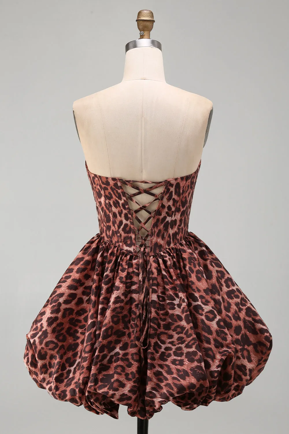Sweetheart Leopard A-Line Corset Bubble Hem Homecoming Dress with Lace Up Back sold by Zapaka product image thumbnail 2