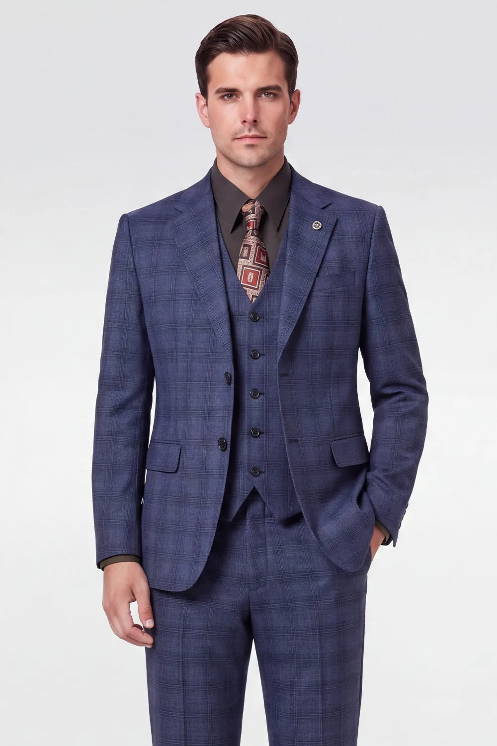 Navy 3 Piece Notch Lapel Single Breasted Men's Prom Suits sold by Zapaka product image thumbnail 2