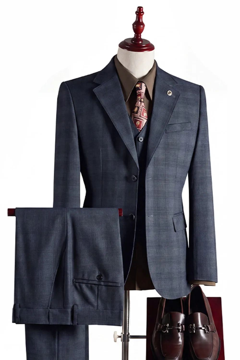 Navy 3 Piece Notch Lapel Single Breasted Men's Prom Suits sold by Zapaka product image thumbnail 5