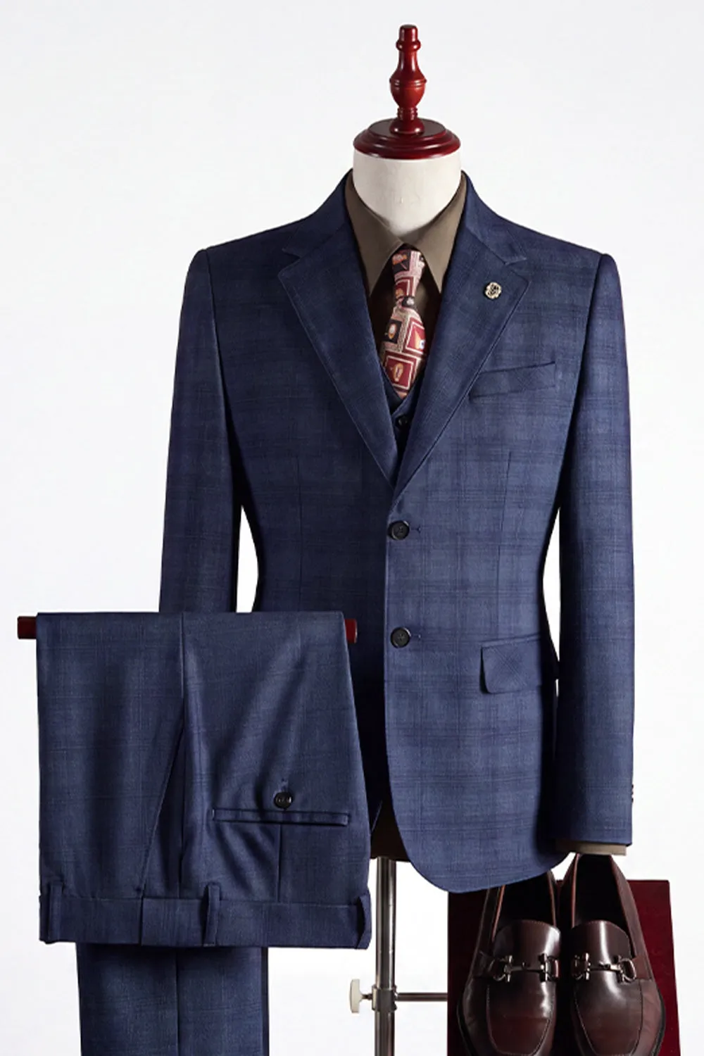 Navy 3 Piece Notch Lapel Single Breasted Men's Prom Suits sold by Zapaka product image thumbnail 3