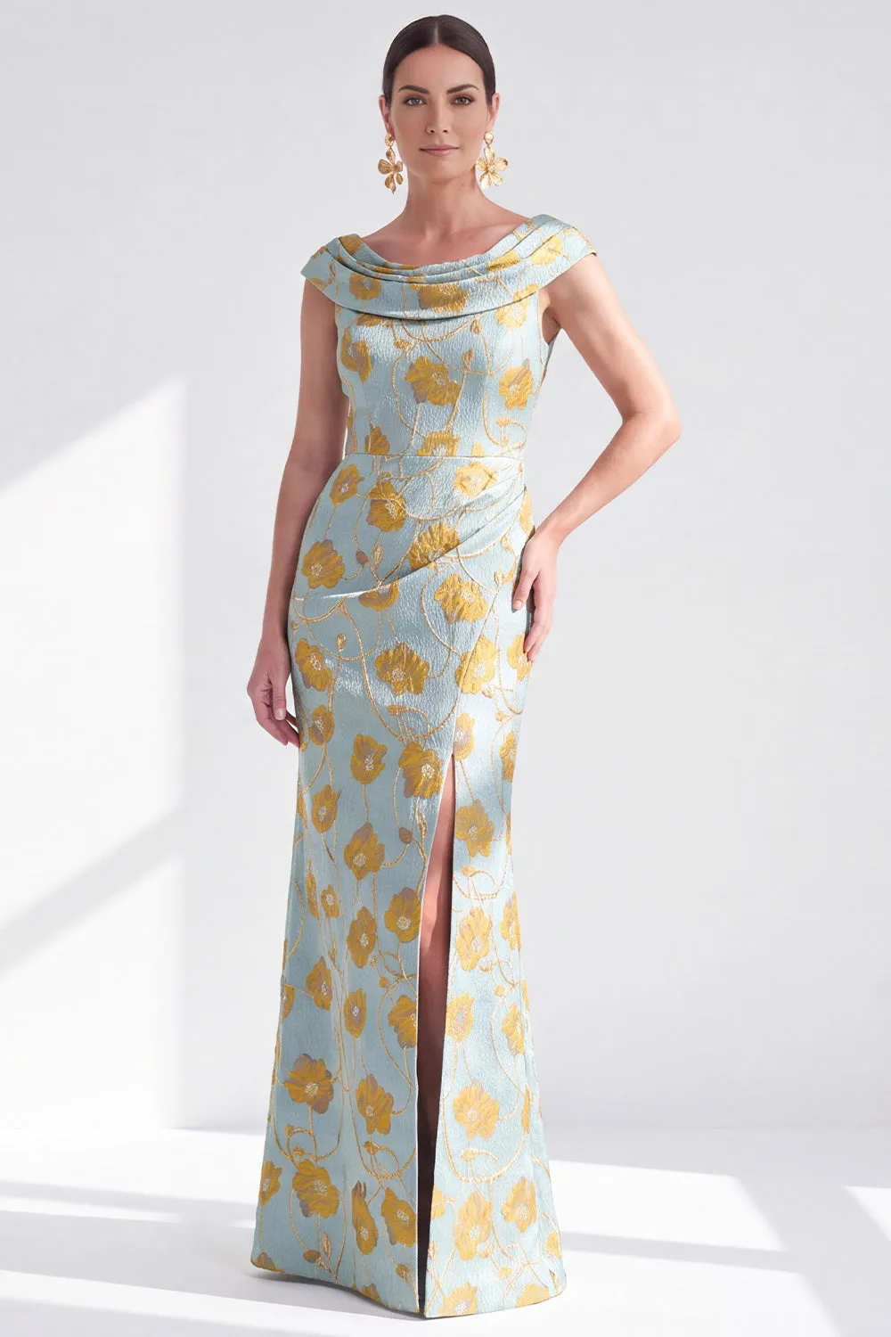 Mermaid Black Floral Long Mother of the Bride Dress with Slit sold by Zapaka product image thumbnail 5