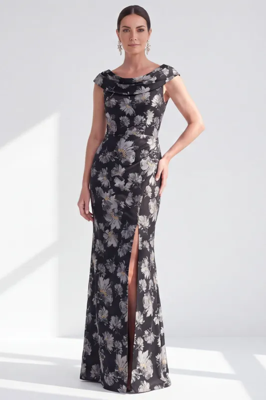 Mermaid Black Floral Long Mother of the Bride Dress with Slit made by Zapaka