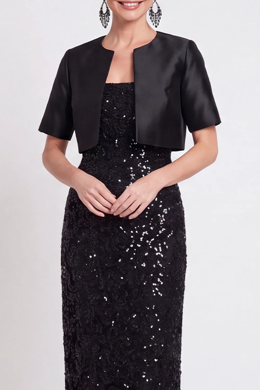 Sparkly Black Sequins Bodycon Long Mother of the Bride Dress with Slit sold by Zapaka product image thumbnail 3
