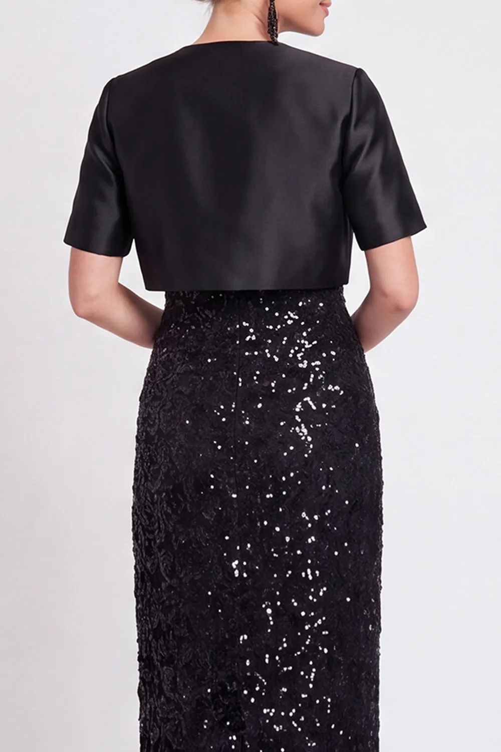 Sparkly Black Sequins Bodycon Long Mother of the Bride Dress with Slit sold by Zapaka product image thumbnail 4