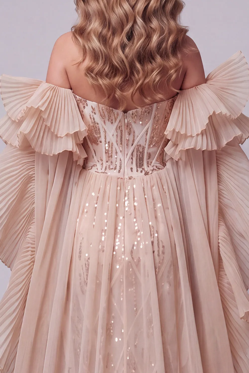 Champagne Sweetheart Mermaid Sequins Long Pageant Dress with Train sold by Zapaka product image thumbnail 5