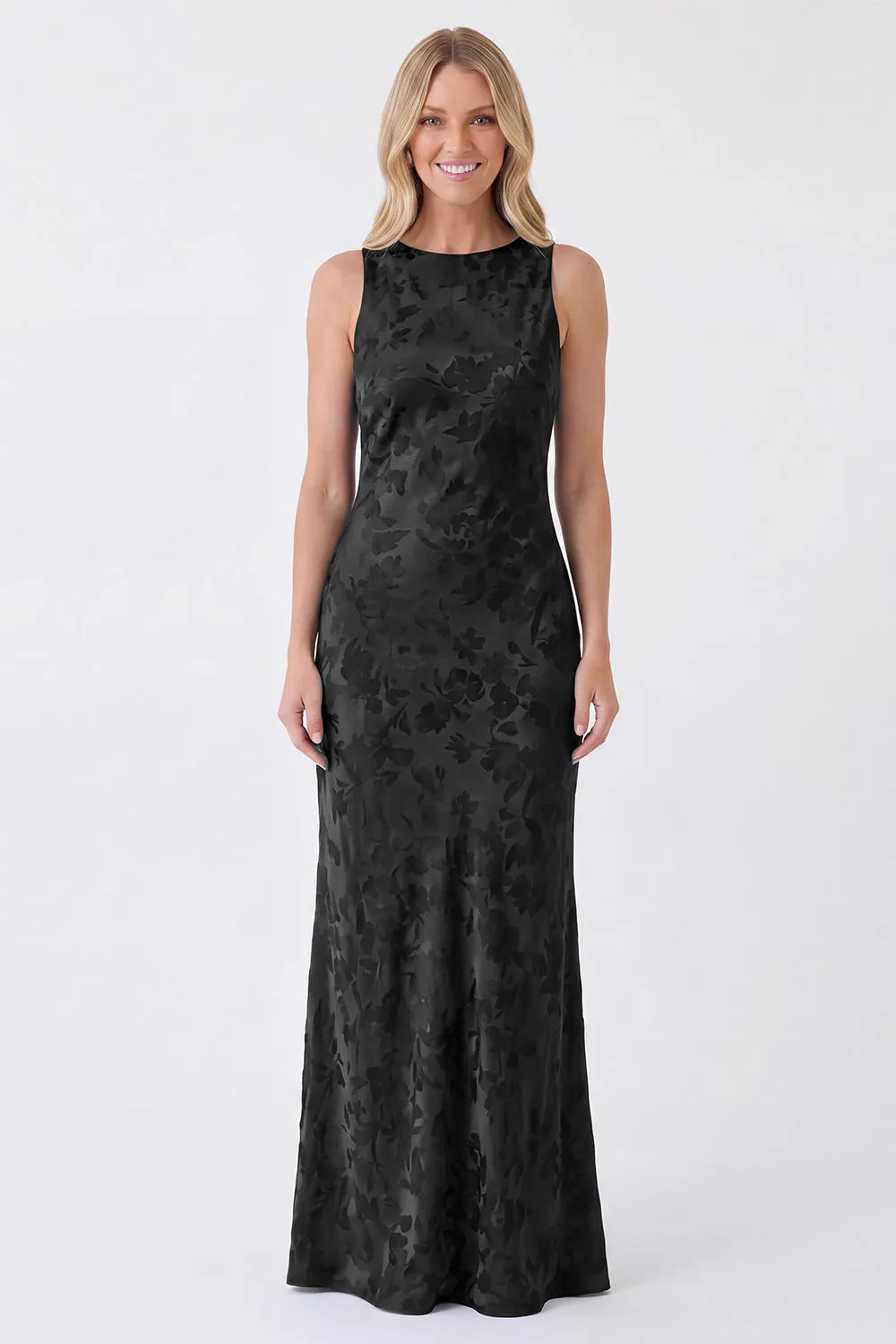 Sage Floral Bateau Neck Mermaid Backless Long Bridesmaid Dress sold by Zapaka product image thumbnail 2
